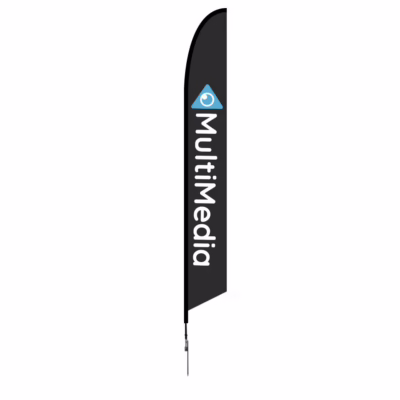 17 ft X Large Falcon Flag Single Sided Graphic Package Spike Base 01