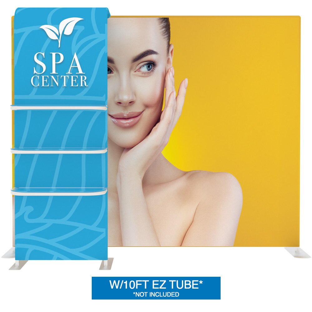 EZ Tube Waterfall Shelves Single Sided Graphic Package with White Back Fabric 02